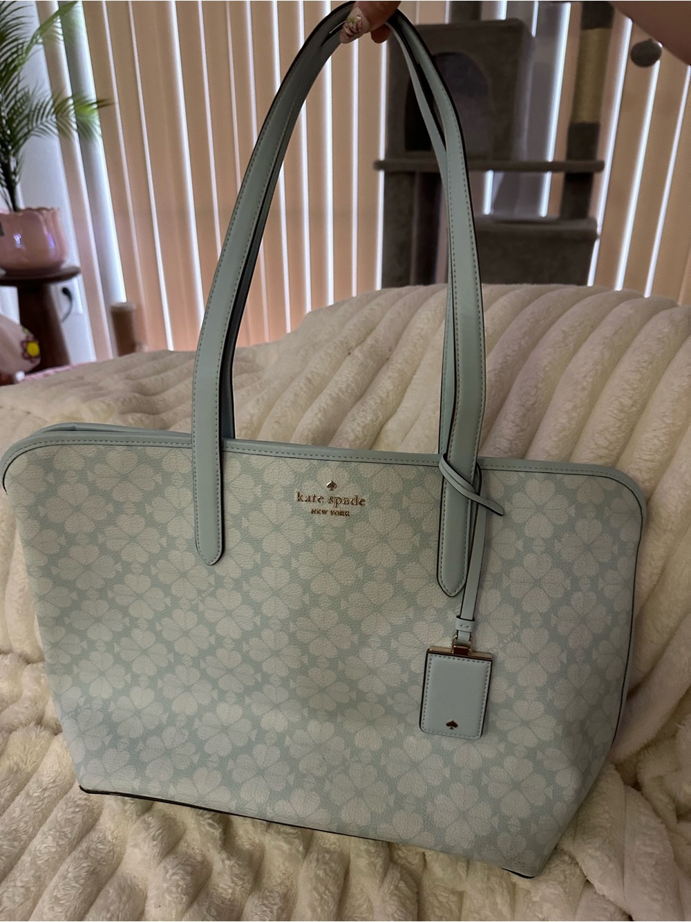 kate spade pale blue floral-print tote